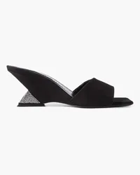 ATTICO Cheope crystal-embellished suede mules - Black Black