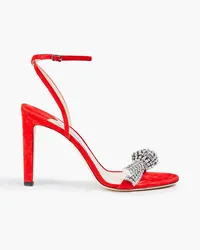 Jimmy Choo Thyra 100 embellished suede sandals - Red Red