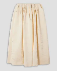 EMILIA WICKSTEAD Delphine pleated crushed-satin midi skirt - White White