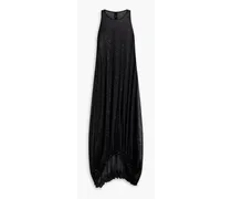Metallic silk-blend midi dress - Black