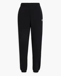 ROTATE Birger Christensen Embroidered cotton-fleece track pants - Black Black