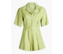 Tyra pleated twill playsuit - Green