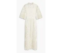 Guipure lace linen maxi dress - White