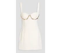 Embellished wool-blend mini dress - White