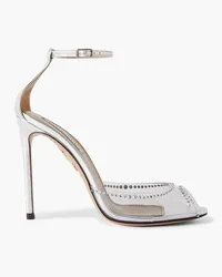 Aquazzura Ray of Light 105 embellished metallic leather and PVC sandals - Metallic Metallic