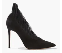 Gianvito Rossi Divine 105 ruffled tulle and suede pumps - Black Black