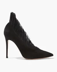 Gianvito Rossi Divine 105 ruffled tulle and suede pumps - Black Black