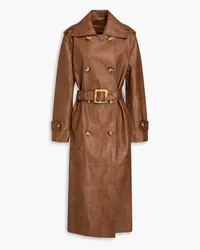 REJINA PYO Belted double-breasted faux leather trench coat - Brown Brown