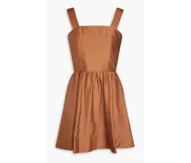 Alice Olivia - Sage lace-up cotton-blend sateen mini dress - Brown