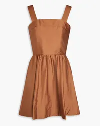 Alice + Olivia Alice Olivia - Sage lace-up cotton-blend sateen mini dress - Brown Brown