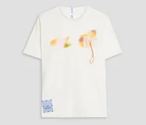Appliquéd printed cotton-blend jersey T-shirt - White
