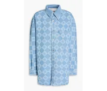 Tristo oversized logo-print denim shirt - Blue