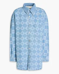 Nanushka Tristo oversized logo-print denim shirt - Blue Blue