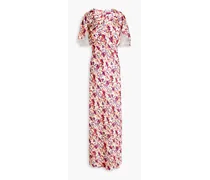Ruffled floral-print satin maxi dress - Multicolor