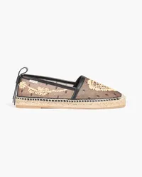 RED Valentino Embroidered point d'esprit espadrilles - Black Black