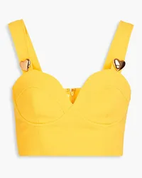 Moschino Cropped piqué top - Yellow Yellow