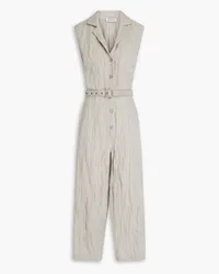 Gentryportofino CRopped crinkled cotton-blend twill jumpsuit - Gray Gray