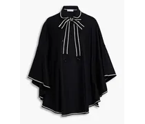 Double-breasted tie-neck wool-blend cape - Black