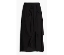 Enim wrap-effect crepe midi skirt - Black