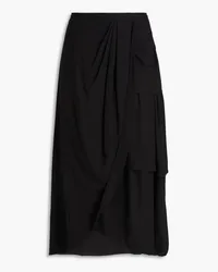 IRO Enim wrap-effect crepe midi skirt - Black Black