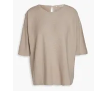 Cotton and cashmere-blend top - Neutral