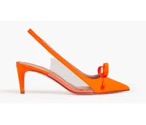 RED Valentino Bow-embellished shell and PVC slingback pumps - Orange Orange