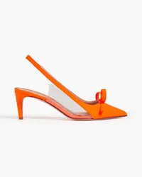 RED Valentino Bow-embellished shell and PVC slingback pumps - Orange Orange