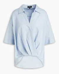 Theory Wrap-effect pleated slub cotton shirt - Blue Blue