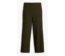 Cropped stretch-cotton wide-leg pants - Green
