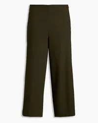 Vince Cropped stretch-cotton wide-leg pants - Green Green