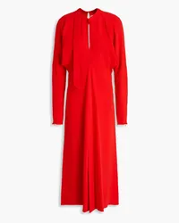 Victoria Beckham Tie-detailed pleated crepe midi dress - Red Red