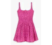 Paisley pleated guipure lace mini dress - Pink