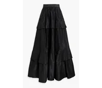 Tiered silk-taffeta maxi skirt - Black