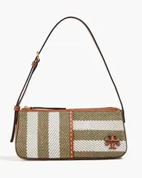 Tory Burch Mcgraw striped tweed shoulder bag - Green Green