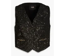 Embellished tweed vest - Black
