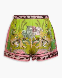 Emilio Pucci Printed silk-twill shorts - Green Green