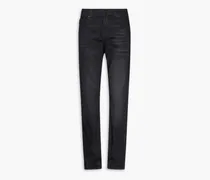 Standard slim-fit whiskered denim jeans - Black