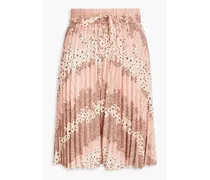Pleated floral-print crepe skirt - Pink