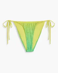 Self-Portrait Crystal-embellished dégradé bikini briefs - Green Green