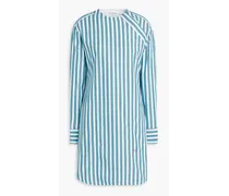 Striped cotton-poplin mini dress - Blue