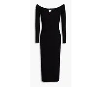Valeska off-the-shoulder knitted midi dress - Black