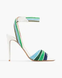 Valentino Garavani Striped leather and suede sandals - Green Green