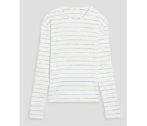 Striped jersey top - White