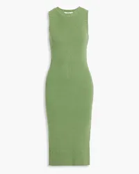 Joie Varennes pointelle-trimmed cotton-blend midi dress - Green Green