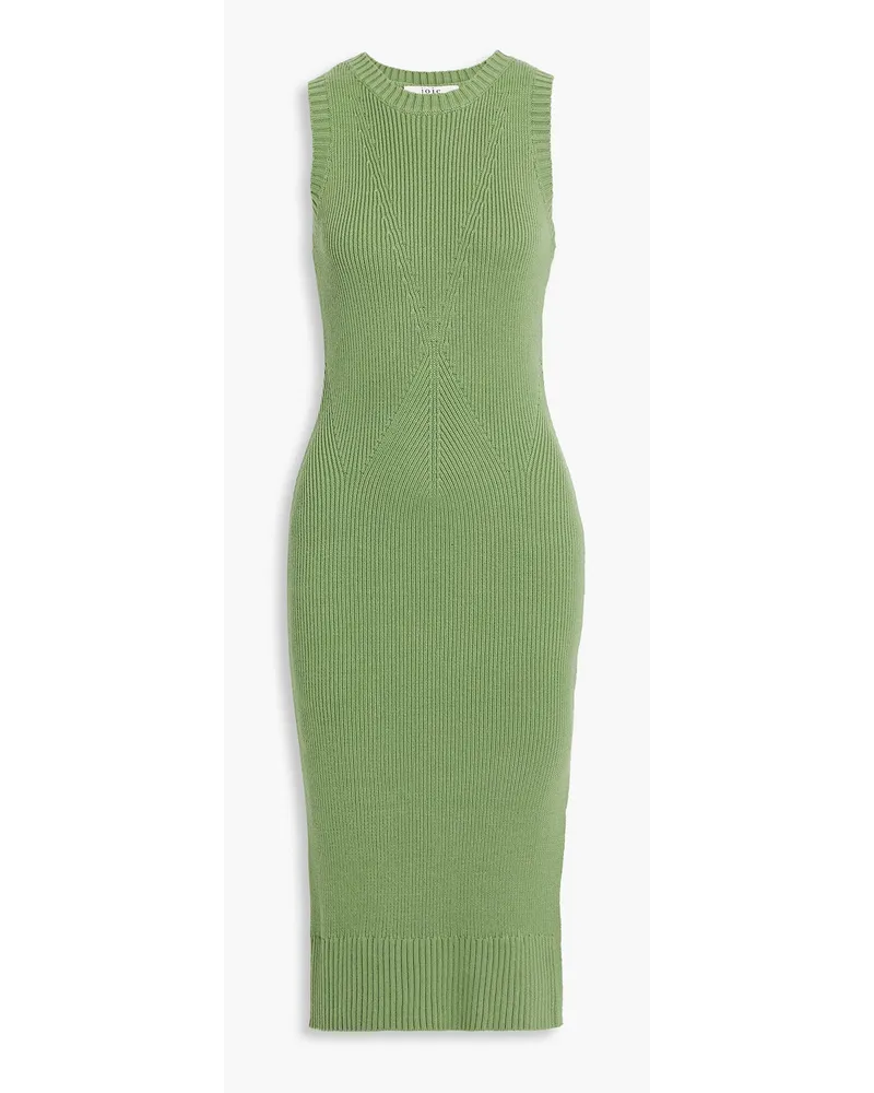 Joie Varennes pointelle-trimmed cotton-blend midi dress - Green Green