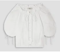 Gathered cotton-poplin blouse - White