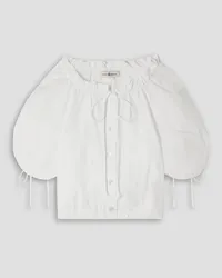 Tory Burch Gathered cotton-poplin blouse - White White