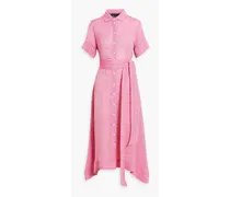 Linen-blend gauze midi shirt dress - Pink