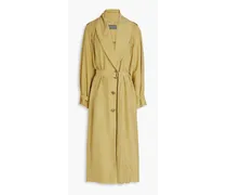 Belted pleated silk coat - Green