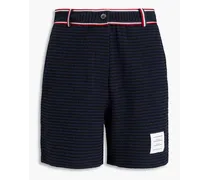 Striped jacquard-knit cotton-blend shorts - Blue